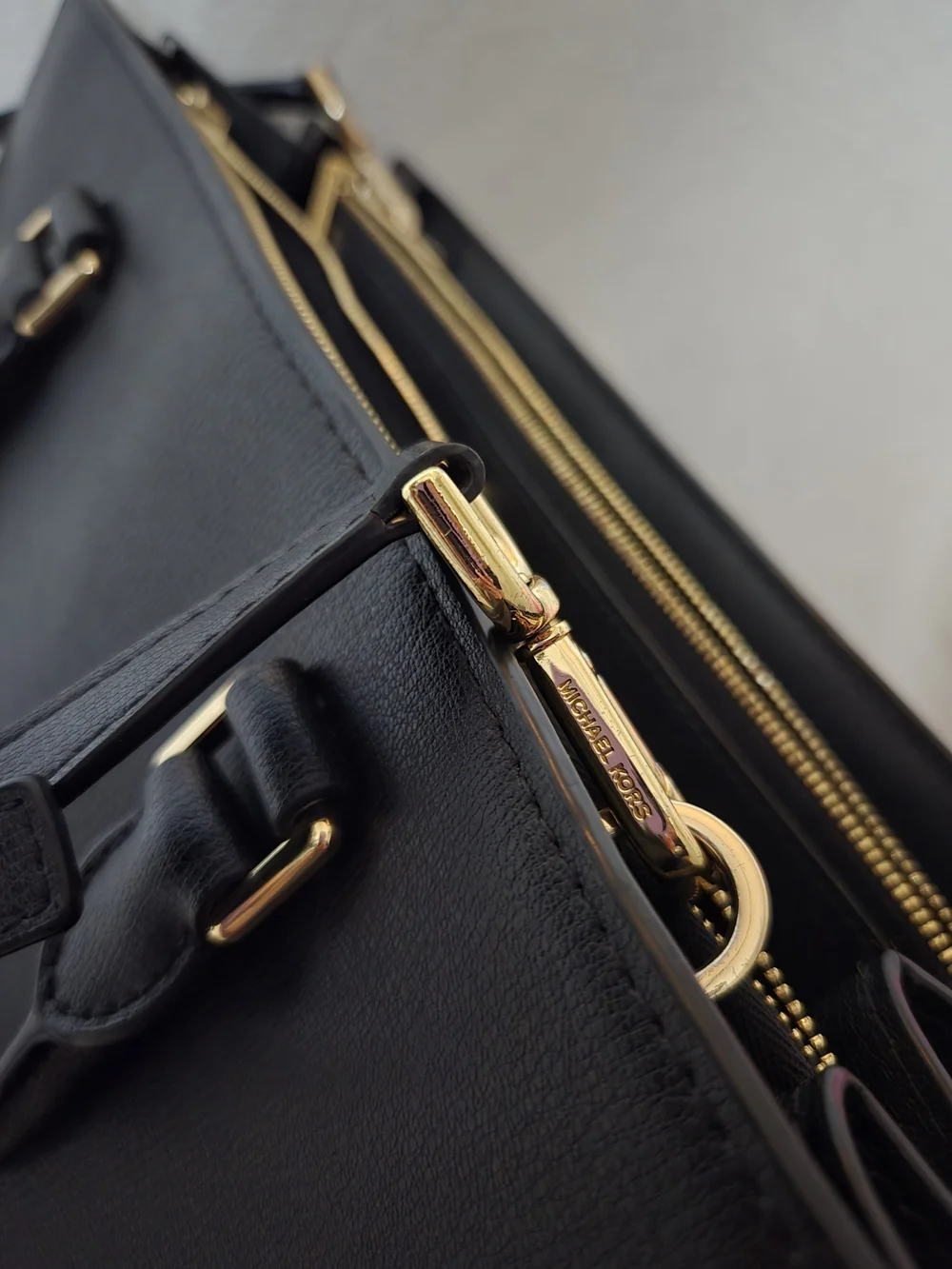 Michael Kors Pebble Black Leather Structured Handbag